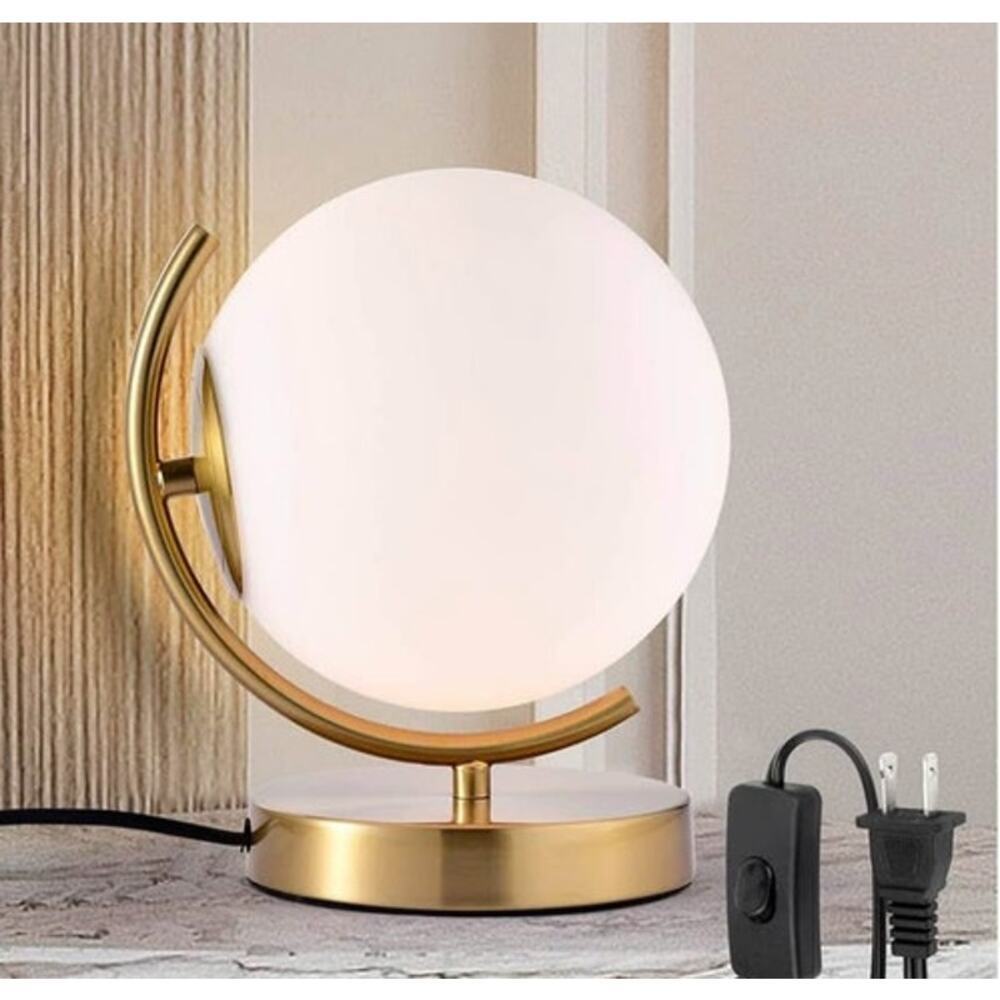 COTTAGE LIFE Gold Globe Table Lamp with Glass Ball Lamp Shade Mid Century Modern